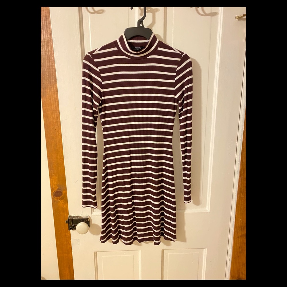 Forever 21 striped mock neck dress